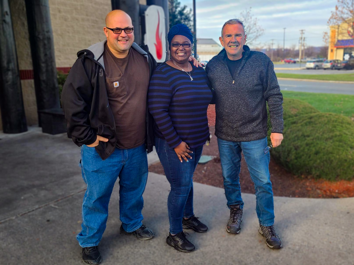 Kevin Rudy, Irish Richardson and Mark Groff pose together for a photo.