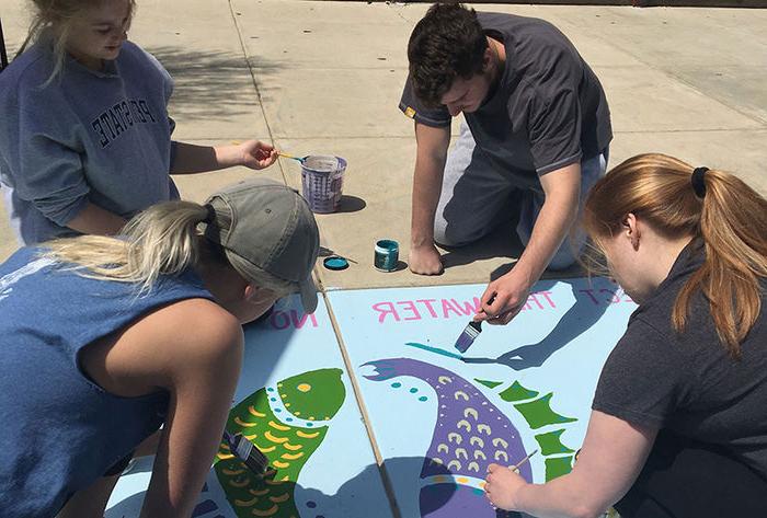 The mural at Amanda Stout Elementary School was painted by students enrolled in the Introductory Painting course.