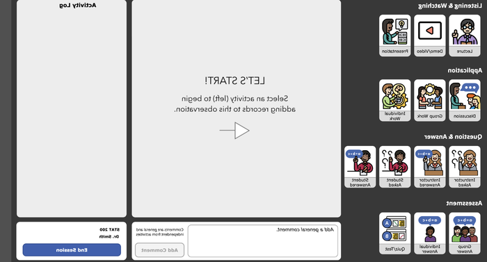 This image shows the CCEDIR application interface for a trained observer with guidance on faculty interactions and observation plus screen tips for how to get started. 