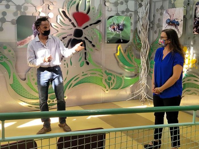 The artists who created the Zombie Ant Experience with the exhibit