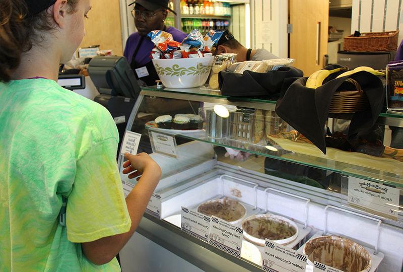a student orders ice cream at the cyber cafe