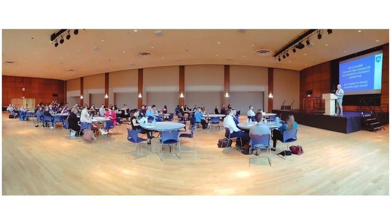 Panoramic view of the 2022 CSUA Substance Use Disorder Stigma Reduction Summit attendees.