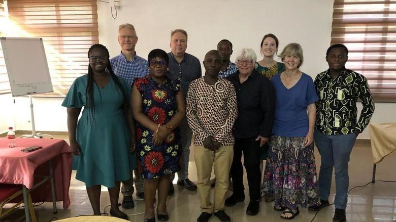 The Penn State researchers pose with other presenters and attendees of the workshop in Ghana
