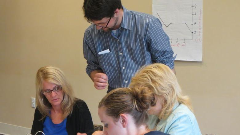 Andrew Baxter helping PMI participants
