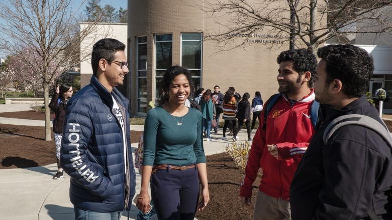 Students talking outside