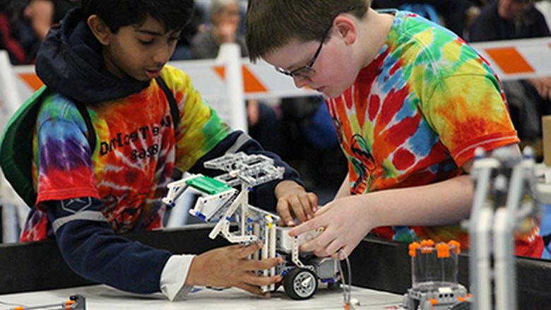Students participate in First Lego League 
