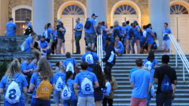 Penn State students from across the commonwealth tour Old Main's Bell Tower during the Summer Leadership Conference