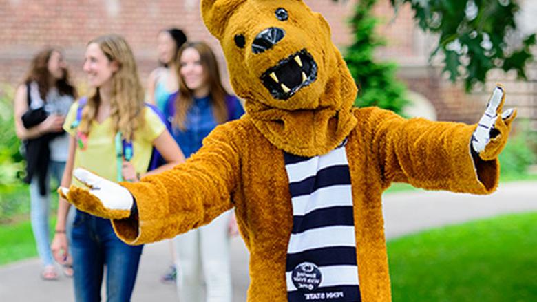 Nittany Lion welcomes students on campus.