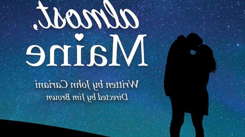 Almost, Maine poster of two dark figures kissing under a starry sky
