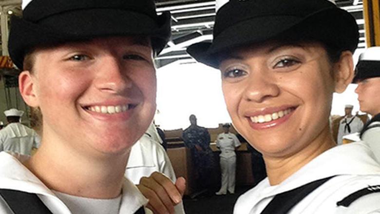 Courtney Hoopert, right, with fellow navy friend.