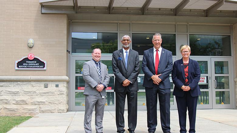 Pictured left to right are RACC President Susan Looney, BCTC Executive Director James Kraft, Penn State Berks Chancellor George Grant, Jr. and RMCTC Executive Director Eric Kahler.