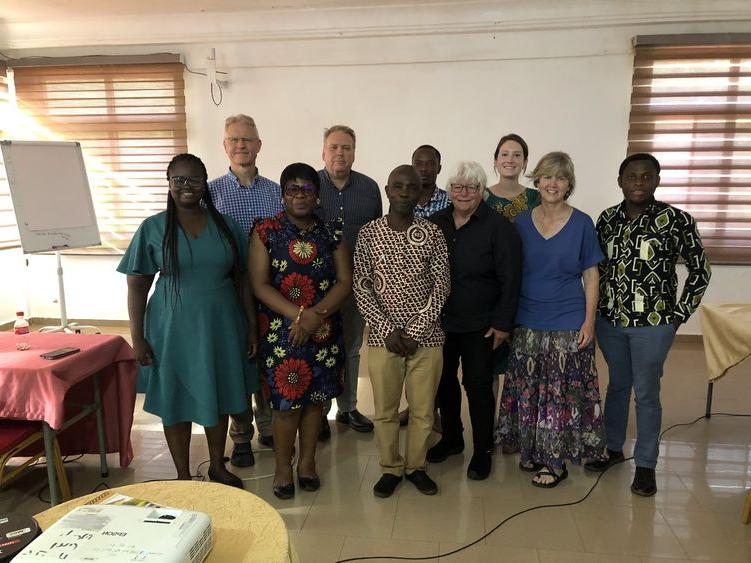 The Penn State researchers pose with other presenters and attendees of the workshop in Ghana