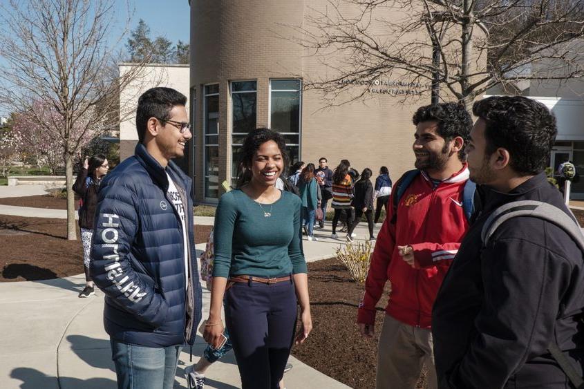 Students talking outside