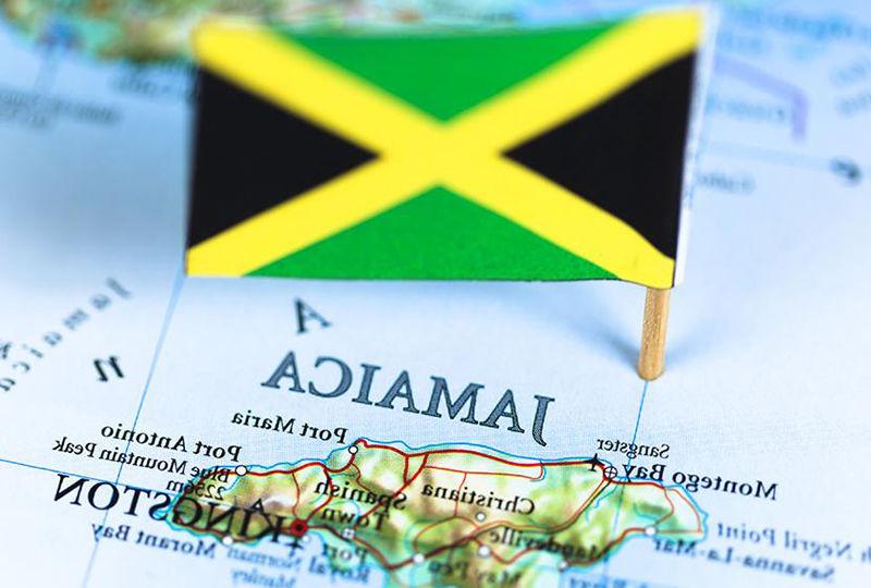Map of Jamaican with flag