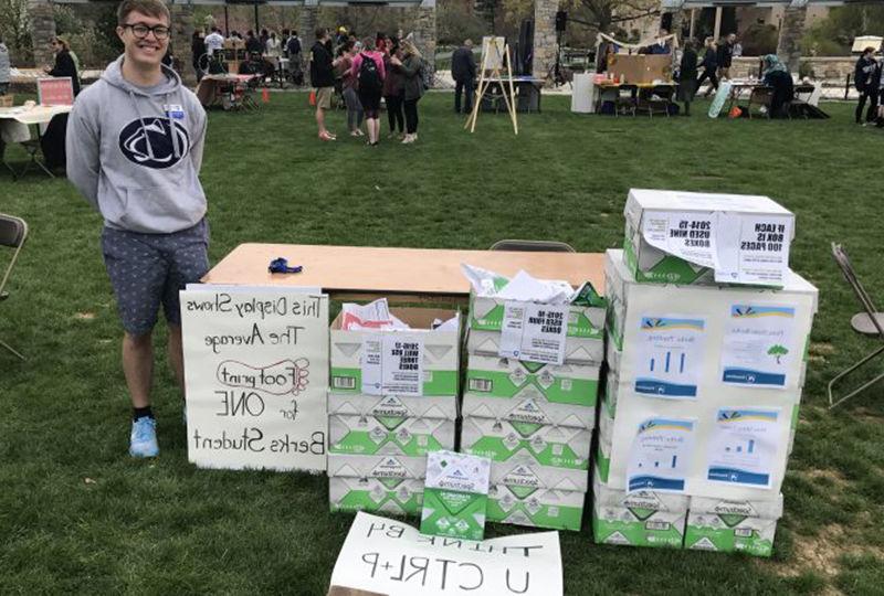 Earth Fest stations shows paper footprint of one student