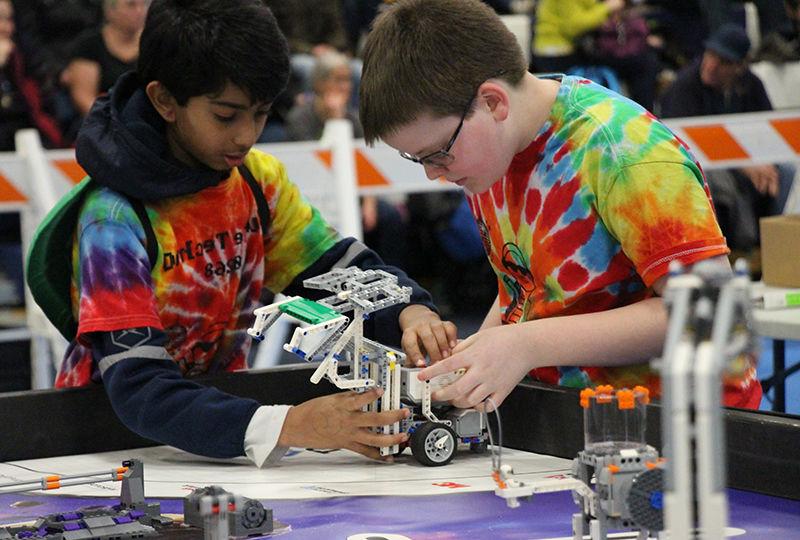 Students participate in First Lego League. 