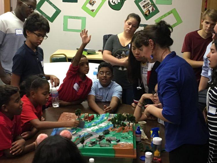 Olivet children using the EnviroScape learning tool