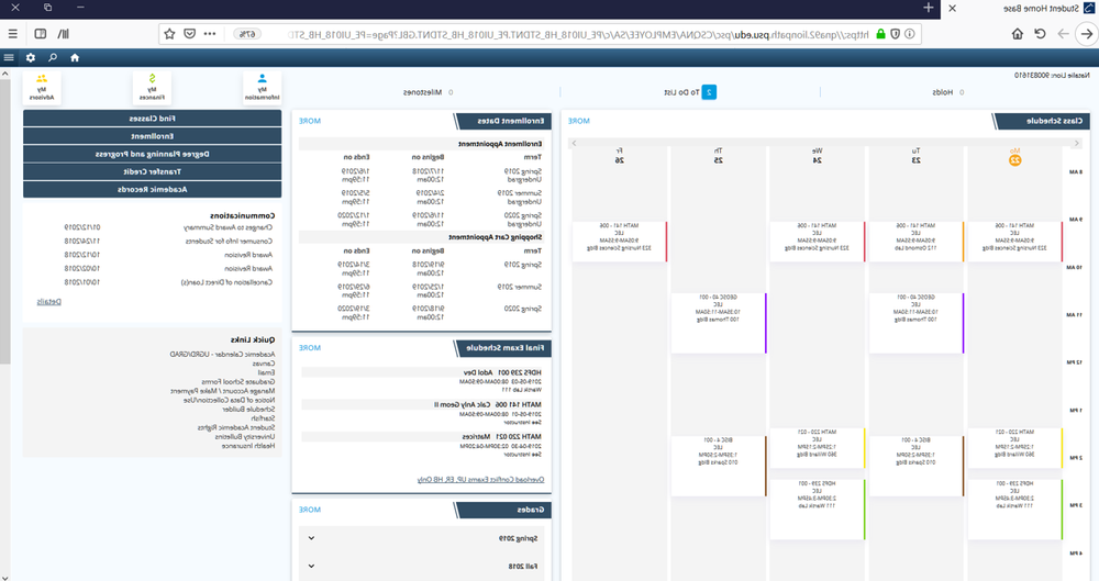 LionPATH 9.2 Student View screenshot