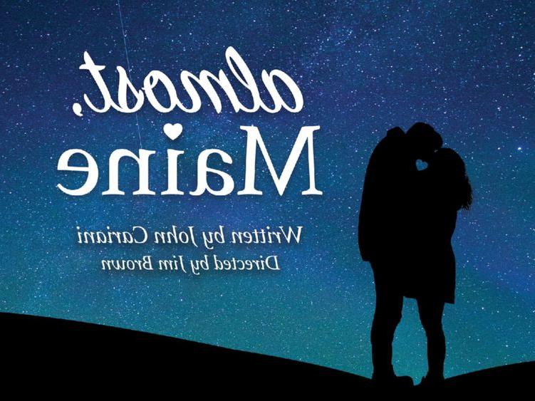 Almost, Maine poster of two dark figures kissing under a starry sky