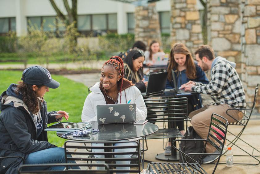 students gathered on campus