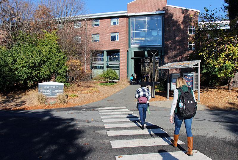 Students walking to the residence halls.