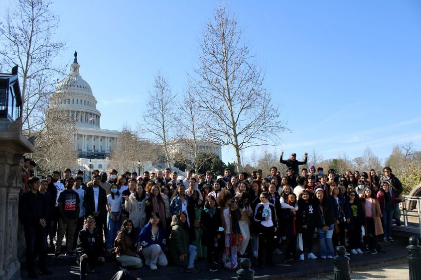 A group of students in front of the Capitol building in Washington, DC