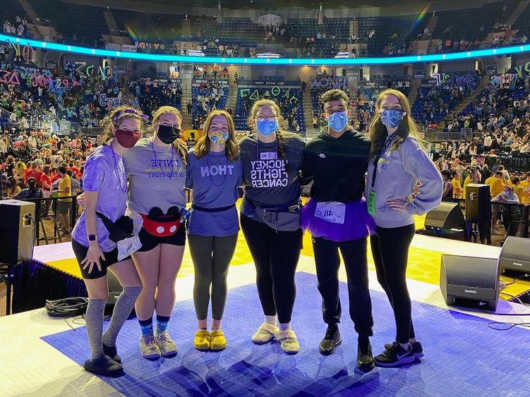 The Penn State Berks dancers on the stage at THON 2022